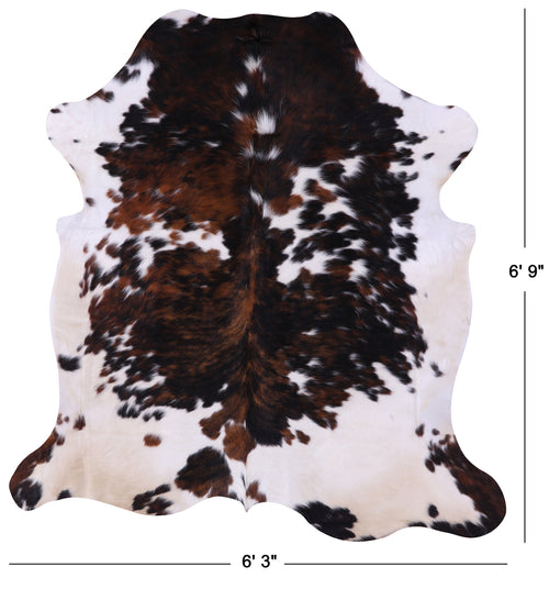 Tricolor Natural Cowhide Rug - Large 6'9