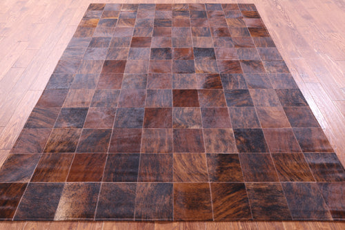 Brindle Brown Patchwork Natural Cowhide Rug - 6' 6