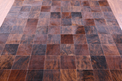 Brindle Brown Patchwork Natural Cowhide Rug - 6' 6