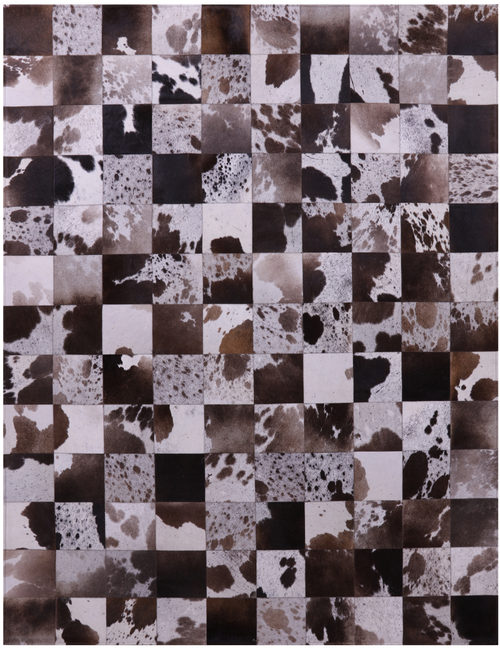 Brown & White Patchwork Natural Cowhide Rug - 6' 6