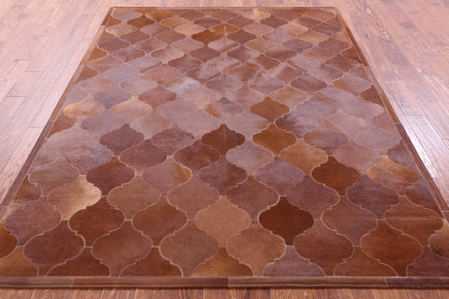 Lantern Tile Brown Patchwork Natural Cowhide Rug - 6' 8