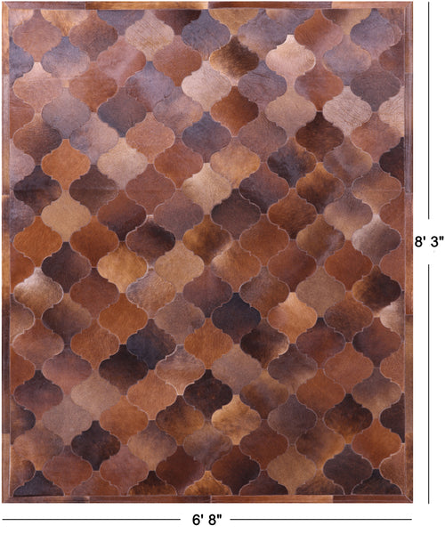 Lantern Tile Brown Patchwork Natural Cowhide Rug - 6' 8