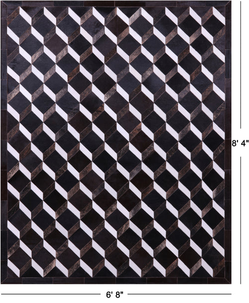 Black & White Patchwork Natural Brown Cowhide Rug - 6' 8