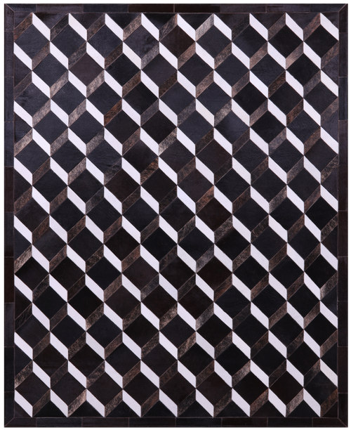 Black & White Patchwork Natural Brown Cowhide Rug - 6' 8