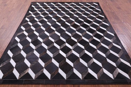 Black & White Patchwork Natural Brown Cowhide Rug - 6' 8