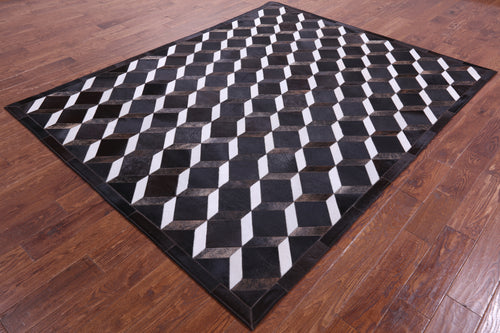 Black & White Patchwork Natural Brown Cowhide Rug - 6' 8