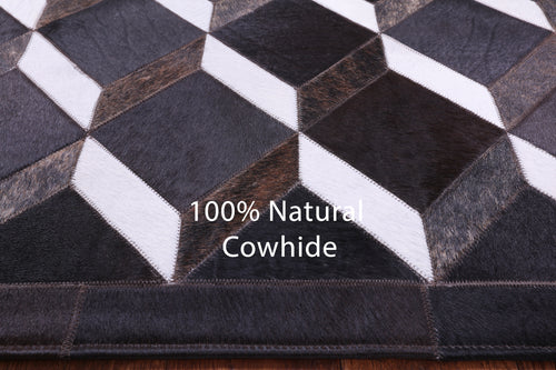Black & White Patchwork Natural Brown Cowhide Rug - 6' 8