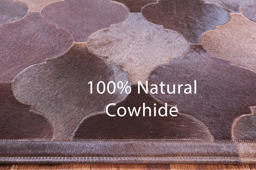Lantern Tile Brown Patchwork Natural Cowhide Rug - 6' 9