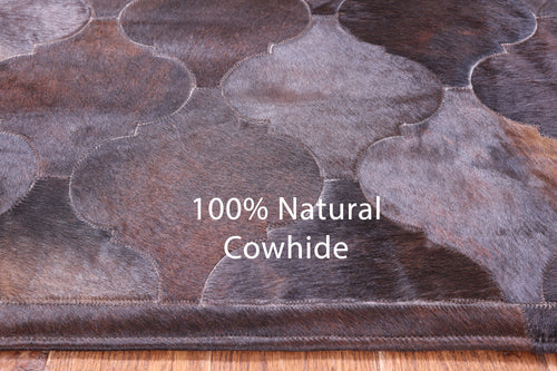 Lantern Tile Brown Patchwork Natural Cowhide Rug - 6' 8