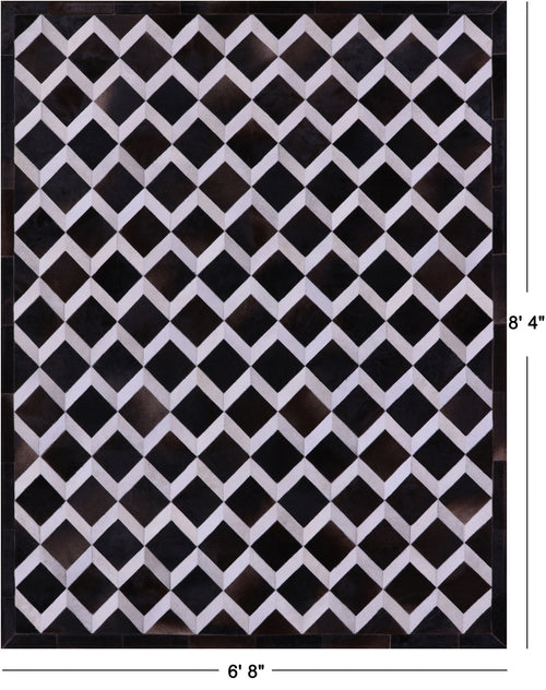 Brown & White Patchwork Natural Cowhide Rug - 6' 8