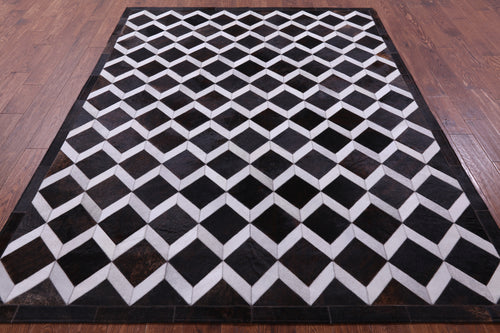Brown & White Patchwork Natural Cowhide Rug - 6' 8