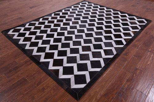 Brown & White Patchwork Natural Cowhide Rug - 6' 8