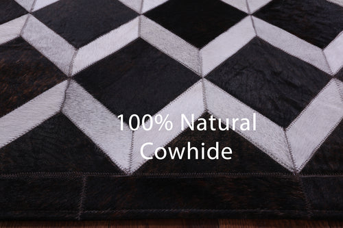 Brown & White Patchwork Natural Cowhide Rug - 6' 8