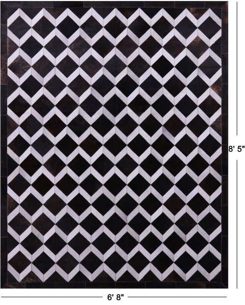 Brown & White Patchwork Natural Cowhide Rug - 6' 8