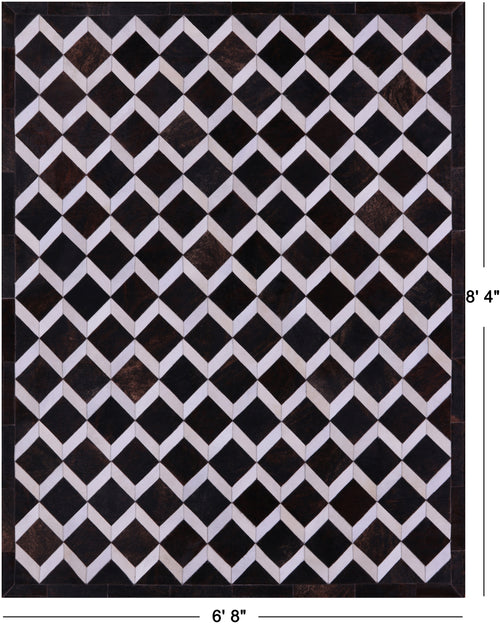 Brown & White Patchwork Natural Cowhide Rug - 6' 8