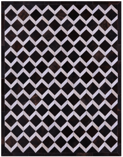 Brown & White Patchwork Natural Cowhide Rug - 6' 8