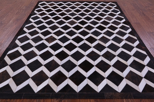Brown & White Patchwork Natural Cowhide Rug - 6' 8