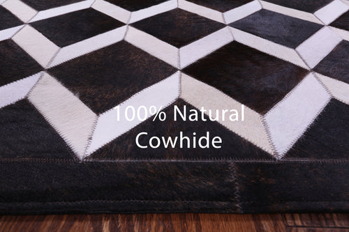 Brown & White Patchwork Natural Cowhide Rug - 6' 8
