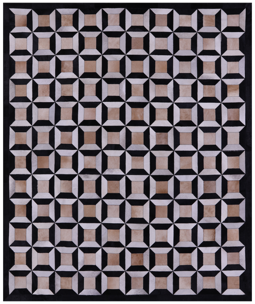 Black & White Patchwork Natural Brown Cowhide Rug - 6' 11
