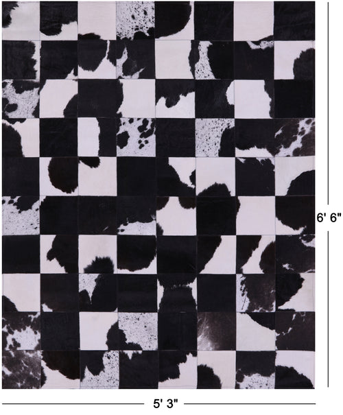 Salt & Pepper Patchwork Natural Black & White Cowhide Rug - 5' 3