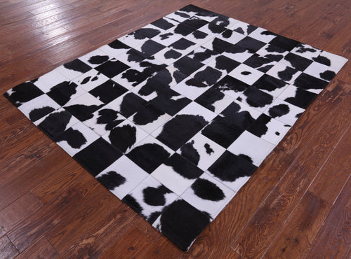 Black & White Patchwork Natural Cowhide Rug - 5' 3