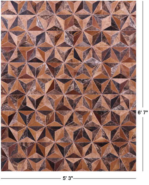 Brindle Patchwork Natural Brown Cowhide Rug - 5' 3