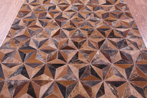 Brindle Patchwork Natural Brown Cowhide Rug - 5' 3