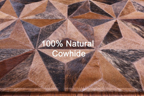 Brindle Patchwork Natural Brown Cowhide Rug - 5' 3