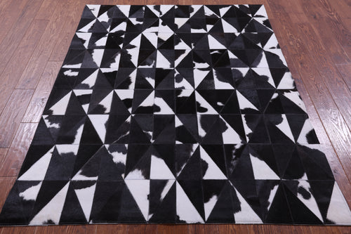 Black & White Patchwork Natural Cowhide Rug - 4' 11
