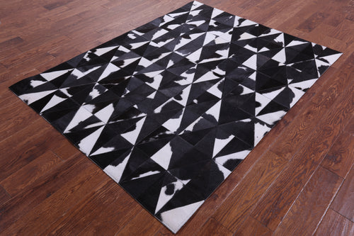 Black & White Patchwork Natural Cowhide Rug - 4' 11