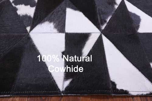 Black & White Patchwork Natural Cowhide Rug - 4' 11