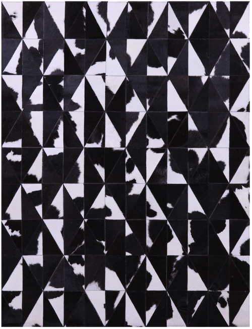 Black & White Patchwork Natural Cowhide Rug - 4' 11
