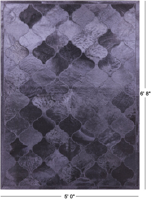Lantern Tile Black Patchwork Natural Cowhide Rug - 4' 10