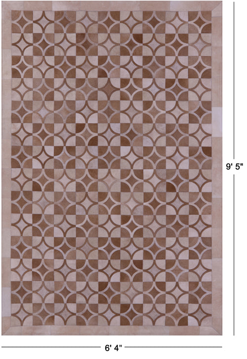 Brown Patchwork Natural Cowhide Rug - 6' 4