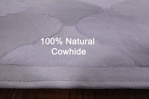 Lantern Tile White Patchwork Natural Champagne Cowhide Rug - 6' 7