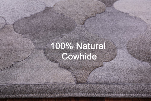 Grey Patchwork Natural Cowhide Rug - 6' 8