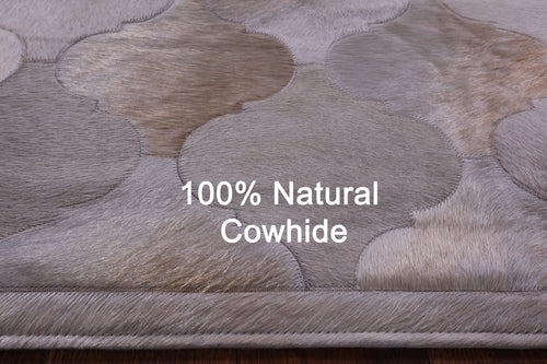 Lantern Tile Taupe Patchwork Natural Cowhide Rug - 6' 8