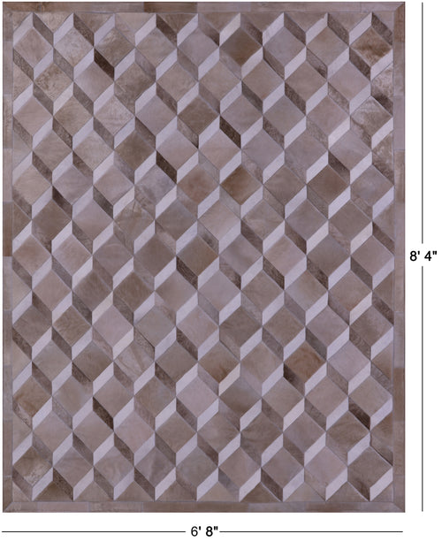 Brown & White Patchwork Natural Cowhide Rug - 6' 8