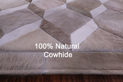 Brown & White Patchwork Natural Cowhide Rug - 6' 8