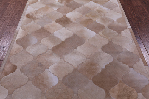 Lantern Tile Light Brown Patchwork Natural Cowhide Rug - 4' 10