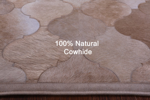 Lantern Tile Light Brown Patchwork Natural Cowhide Rug - 4' 10