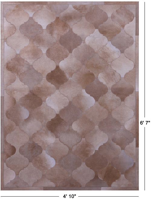 Lantern Tile Light Brown Patchwork Natural Cowhide Rug - 4' 10
