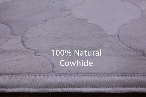 Lantern Tile White Patchwork Natural Cowhide Rug - 4' 10