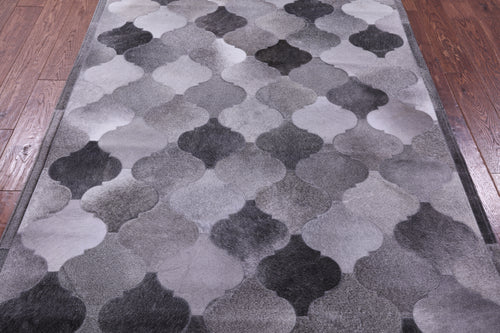 Lantern Tile Grey Patchwork Natural Cowhide Rug - 4' 10