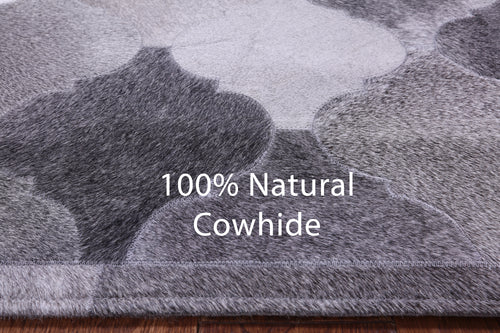 Lantern Tile Grey Patchwork Natural Cowhide Rug - 4' 10