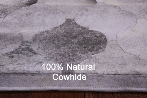 Lantern Tile Grey Brindle Patchwork Natural Cowhide Rug - 4' 10