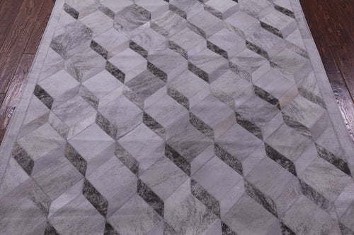Grey Brindle Patchwork Natural Cowhide Rug - 5' 0