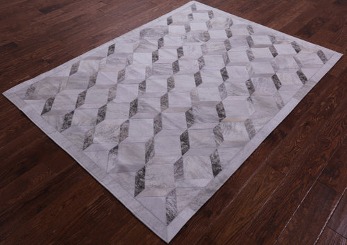 Grey Brindle Patchwork Natural Cowhide Rug - 5' 0