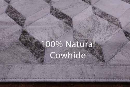 Grey Brindle Patchwork Natural Cowhide Rug - 5' 0