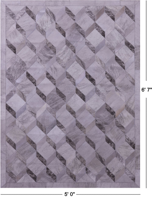 Grey Brindle Patchwork Natural Cowhide Rug - 5' 0